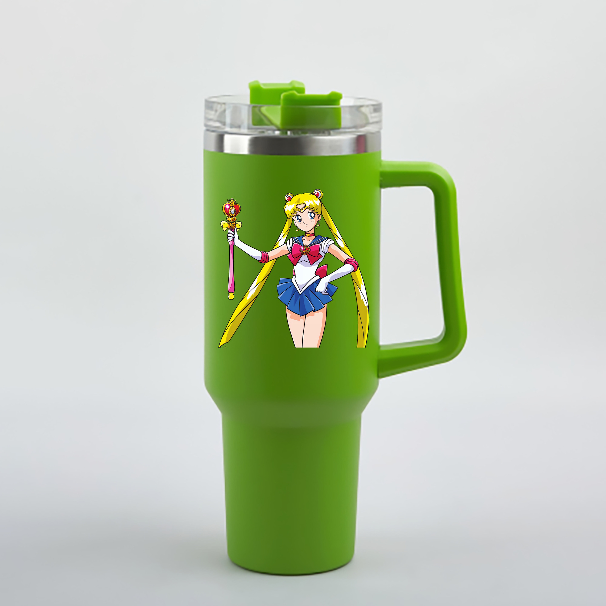（画像用） 美少女戦士セーラームーン 月野 うさぎ つきの うさぎ Sailor Moon Tsukino Usagi 1200mL車用タンブラー - クリスタルステッカー（プラスチックストロー付き）